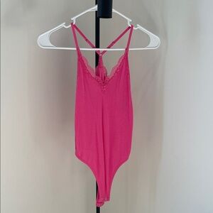 Pink Lace Trim Bodysuit